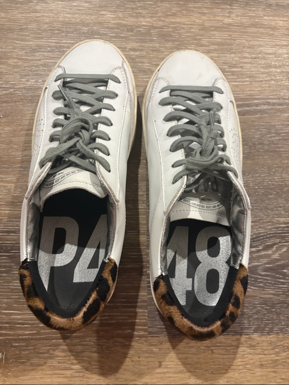P448 John sneakers with white leather with cheetah print accents